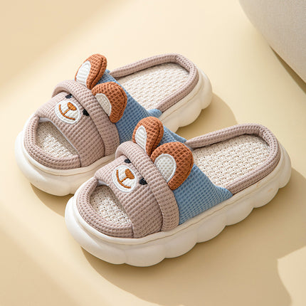 Cute lace rabbit parent-child male and female baby adult indoor and outdoor home wooden floor thickened linen Four Seasons slippers