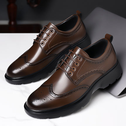 Cross-Border Large Size Leather Shoes for Men in All Seasons British Style Brogue Carved Shoes Business Formal Wear Handsome Youth Wedding Shoes
