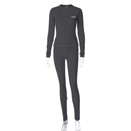 TK107 Amazon cross-border women's new slim long sleeve top sports yoga leggings suit wholesale women