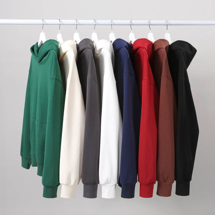 Lamb Wool Drop-Shoulder Loose Sweatshirt with Pockets, Hooded Pullover, Trendy Heavyweight Thickened Autumn and Winter Hoodie, Casual Fashion