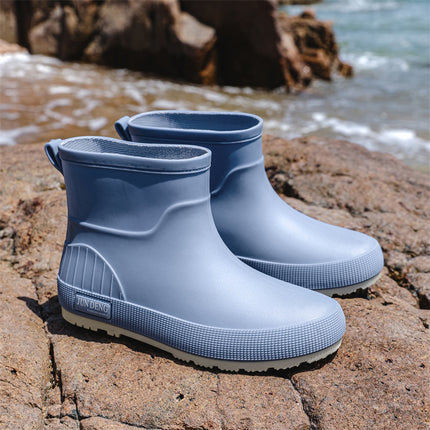 British Trendy Rain Boots, Outdoor Wading Boots, Fashionable Women's Rain Boots, Garden Boots, Flats Non-Slip Rubber Shoes, Foot Water Shoes for Women