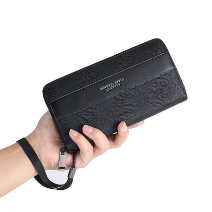 Cross-border wallet new men's high-end mobile phone bag zipper palm print multi-card coin purse men's card bag business