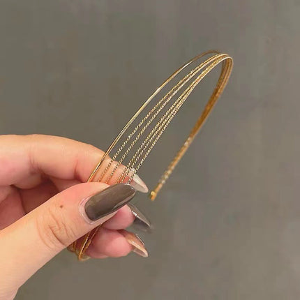 Bright Silk Golden Hair Hoop Four Seasons All-match Simple Thin Headband Out of Mori Series Factory Direct Supply Sweet Face Washing Hair Accessories