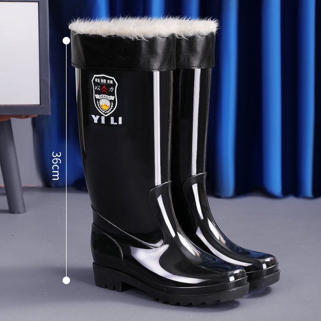 Black Mid-Calf Men's Rain Boots, Non-Slip Men's Rain Boots, Professional Kitchen Shoes, Water Boots, Labor Protection Men's Shoes, Wading Footwear Rubber Shoes