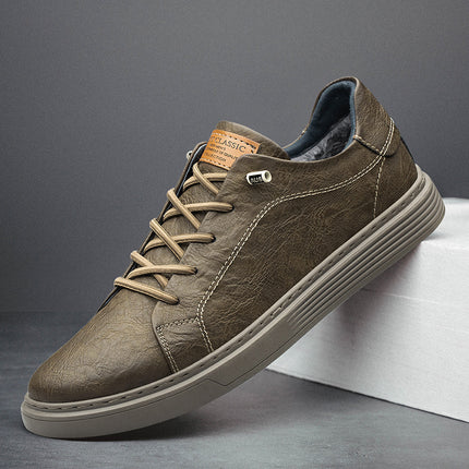 Two-layer Cowhide Men's Shoes All-match Men's Soft-soled Leather Casual Leather Shoes Sneakers Men's Slip-on plus size Summer Breathable