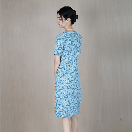 Dz24-116/Light Luxury Jacquard Design 2024 New Summer Style Chic Slimming Look Banquet Classy Dress