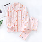 Lapel-air cotton-polka dot-pink / M