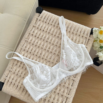 Pure Desire Style Ultra-thin Sexy Mesh Lace Underwear Women's Big Chest Showy Small Upper Pin Anti-sagging Breast Bra