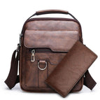 Brown vertical large bag + long wallet