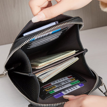 2024 New Mini Litchi Pattern Mobile Phone Bag Wallet Fashionable Women's Multifunctional Crossbody Small Bag Simple Shoulder Bag