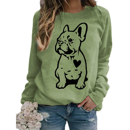 Foreign trade supply dog love printing round neck jacket sweater European size women's coat long sleeve cross-border autumn and winter leisure