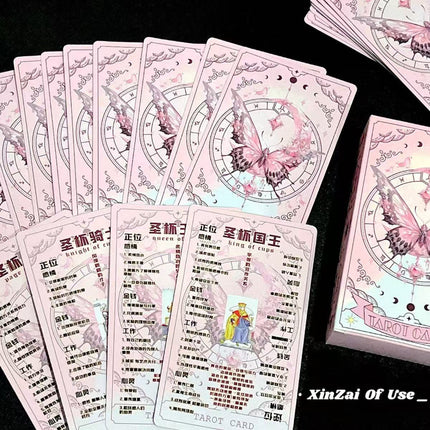 Tarot West Classic High-Value 78 Card Deck New Original Learning Tarot Pink Butterfly Cards