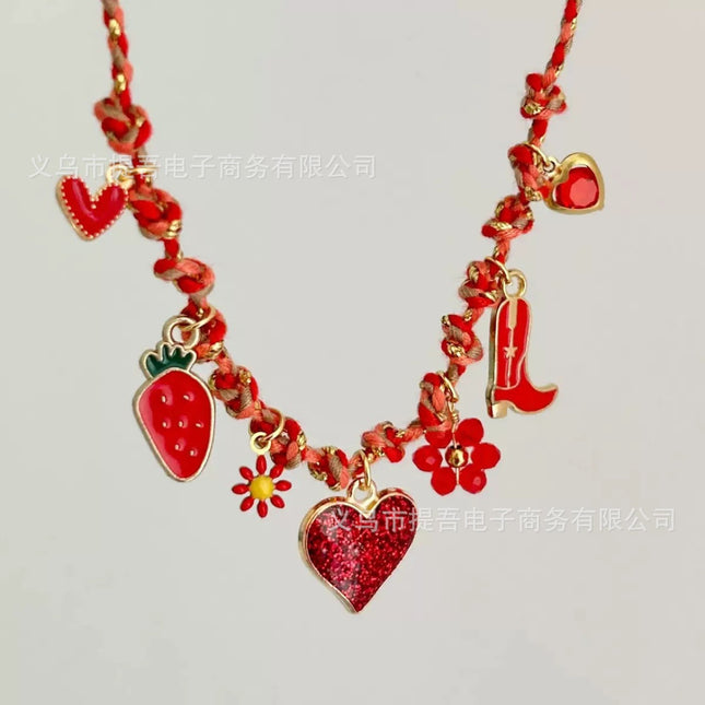 Cross Border Original Design Dopamine Color Rope Stainless Steel Accessories Ocean Series Pendant Colorful Fashion Personality Necklace