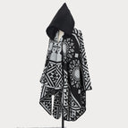 Cape with hat - black and white