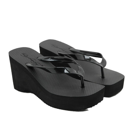 QYBABY Thick Bottom Flip Flops Shoes Internet Popular Women's Summer Square Head 8CM Fashion Flip Flops Wear Non-slip