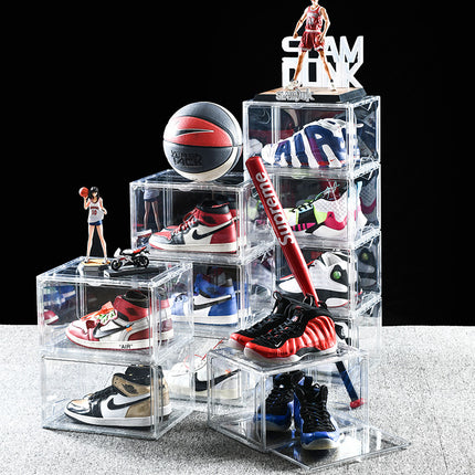 Folding Transparent Visible Side Door Extra-large Shoe Box Stacked Magnetic Absorbing High Permeability Shoe Rack Sports Shoe Display Shoe Wall