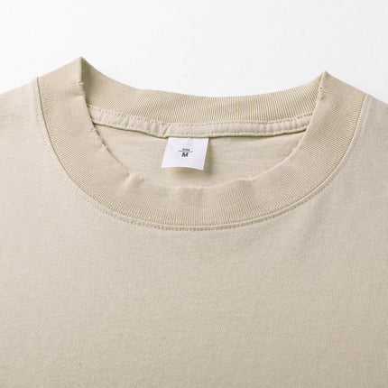 260g Drop Shoulder Loose Fit Cotton Distressed Short Sleeve T-Shirt Pure Cotton T-Shirt Unisex Promotional Shirt Company Team Building Workwear