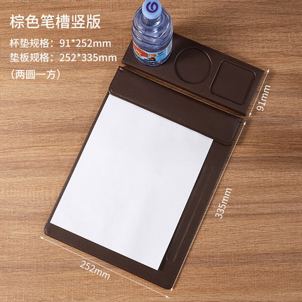 High-End Leather Hotel A4 Writing Board with Magnetic Buckle, Leather Coaster, Folder, Signing Document Board, Can Be Printed with Logo