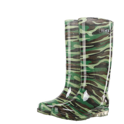 Double-Back Camouflage High-Top Rain Boots, Labor Protection Shoes, Rainy Day Outdoor Work Shoes, Non-Slip, Anti-Fouling Protective Boots, Kitchen Rubber Shoes