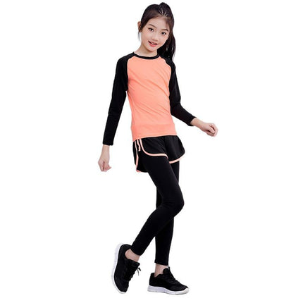 Children's Running Clothing Sports Suit Tights Girls Yoga Training Basketball Quick-Drying Clothing Elastic Sweat-Absorbent Fitness Clothing