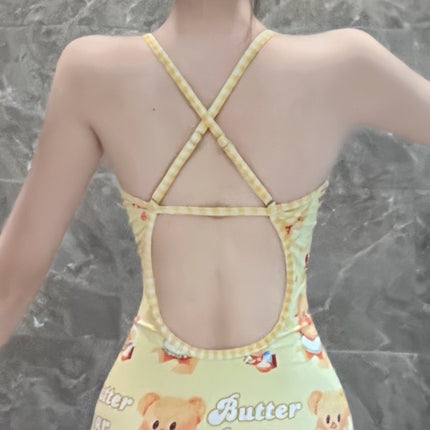 Cute Girl Slim-fit Slim-fit Small Chest Beautiful Back Professional Racing Swimming Lesson Training Student's Piece Swimsuit Women