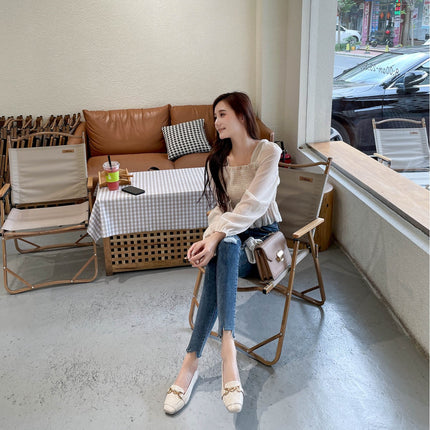 Ladyshoes Soft-soled Women's Single-layer Shoes Fashion New Women's Shoes Four Seasons Korean Style Mama Shoes Flat Shoes Large Size Square Toe Shoes