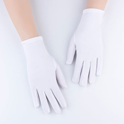 Spandex Gloves Spring and Summer White Ceremonial Thin Short Elastic Gloves for Men and Women Tight White Gloves Jewelry Gloves