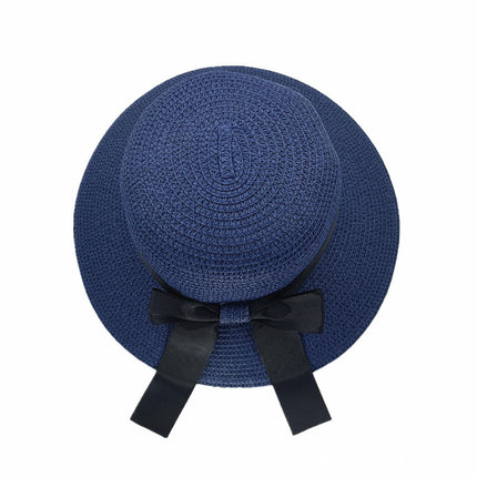 Paper woven straw basin hat bow sun protection straw hat windproof sun hat travel straw hat face slimming lady hat