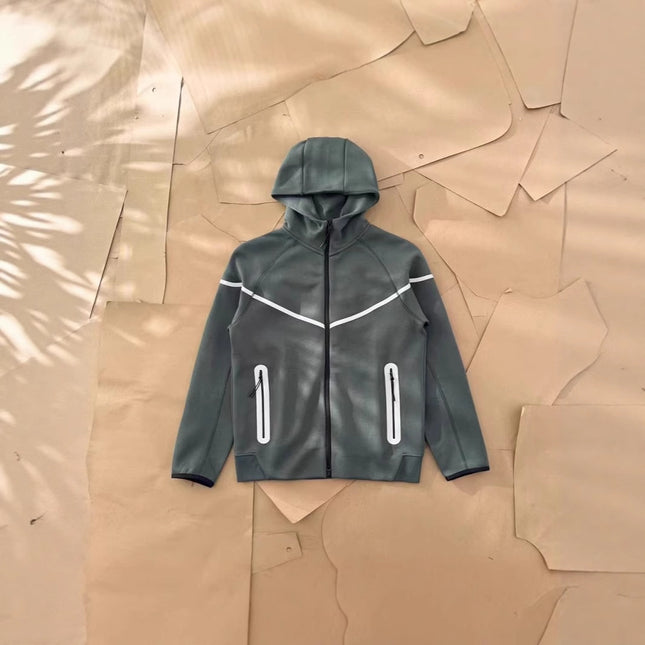 2025 New Air Layer Hooded Zipper Long Sleeve Reflective Strip Jacket 754