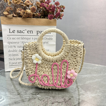 Straw Bag Handwoven Bag Women's 2025 Seaside Vacation Outdoor Daily Beach Handbag Tote Bag