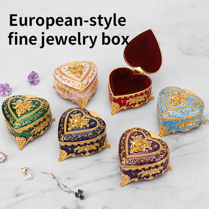 European retro metal jewelry box princess jewelry box exquisite enamel ladies necklace jewelry storage box wholesale