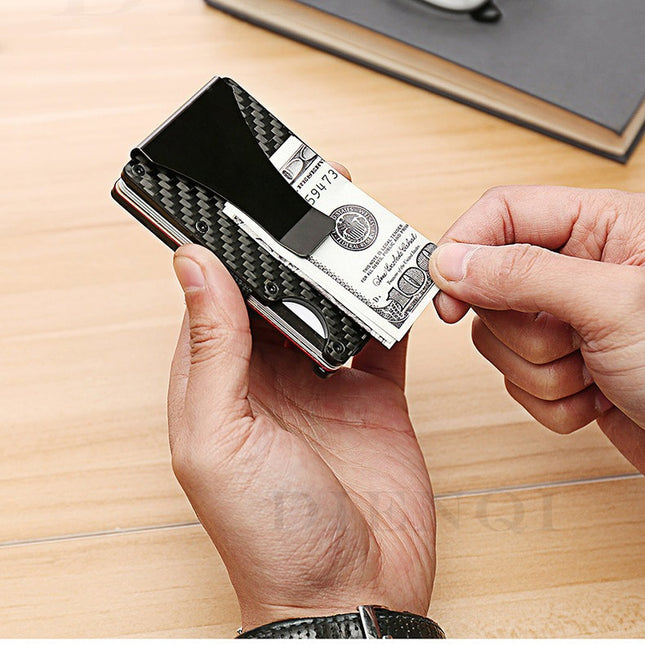 RFID Credit Card Holder Carbon Fiber Card Holder Anti-degaussing Men's Multifunctional Wallet Card Holder Card Holder Anti-theft Box