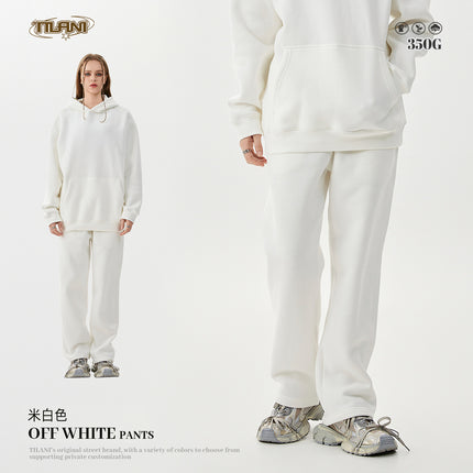 Tilani Men's Clothing 2026 Spring and Autumn Solid Color Basic Sports Suit American Style Trendy Brand Fleece-Lined Thickened Sweatshirt and Sweatpants