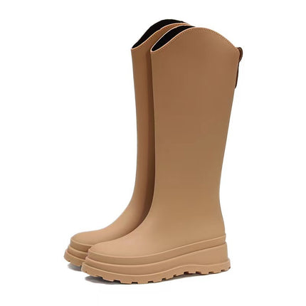 New High-Top Rain Boots for Women, Fashionable Non-Slip Waterproof High-Heeled Shoes, Light and Thickened Kitchen Rubber Shoes, Rain Boots for Delivery
