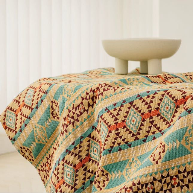 Ethnic style yarn-dyed jacquard cloth geometric stripes home fabric tablecloth sofa cloth decorative cloth for clothes in stock wholesale