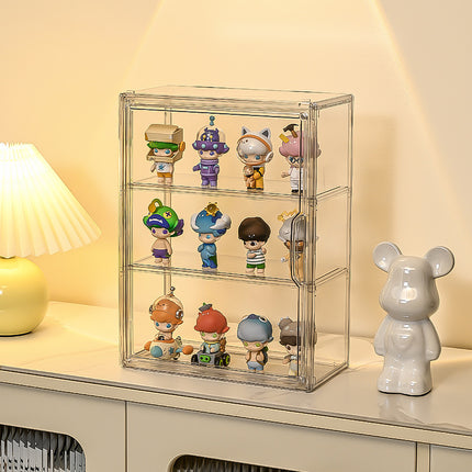 Bubble Mart Figure Storage Box Blind Box Doll High-Transparency Acrylic Display Box Doll Storage Cabinet Layered Gray