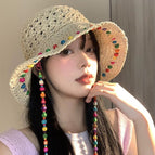 Color Wood Beads-Beige / (free size 55-59CM) [chain beads]]
