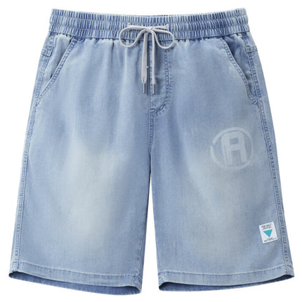 Men's Summer Tencel Denim Shorts with a Cool Feel, Loose Fit, Slight Stretch, Elastic Waist, Mid-Length Shorts D2Y005