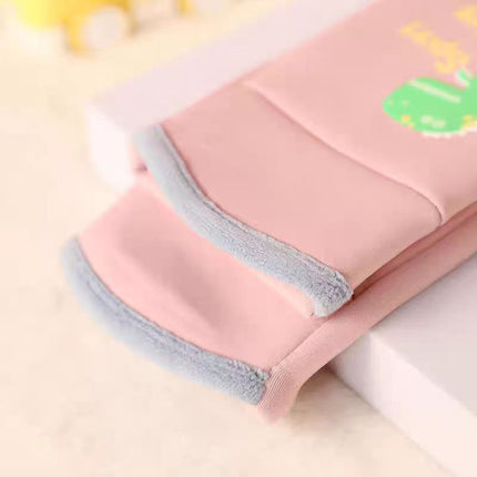 Ollie Velvet Children's Little Dinosaur Warm Non-Slip Five-Finger Outdoor Sports Cold-Proof Gloves for Baby Winter Adventure