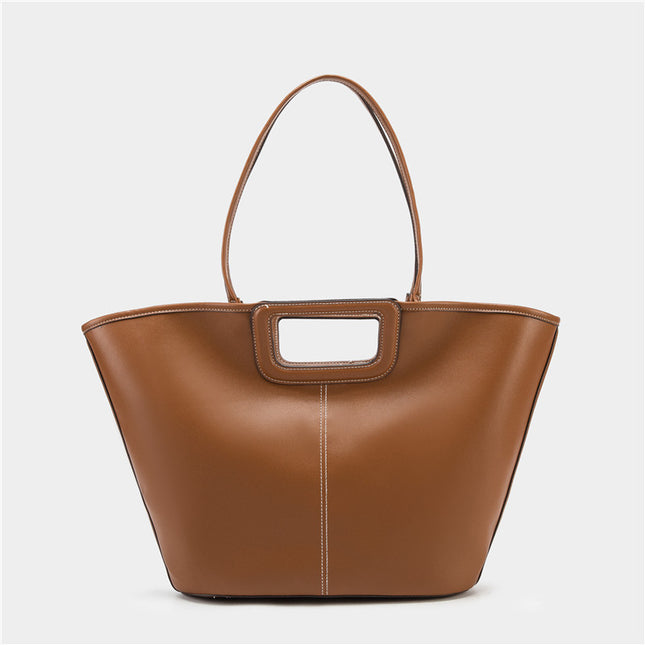 Za Home 2025 New Dark Brown Large-Capacity Stitched Decorative Oversized Shopping Bag Women's Satchel Shoulder Tote Bag