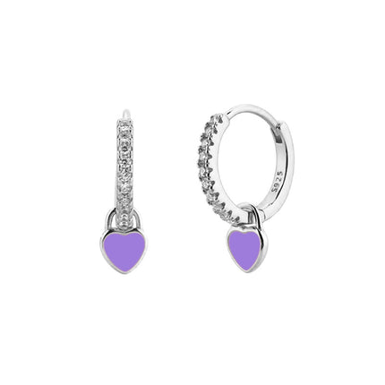 Cross-Border European and American Style Ins-Style Heart-Shaped Earrings with Colorful Zircon, Light Luxury, High-End Fashion and Elegant Earrings