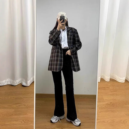 Black Bootcut Jeans for Women 2025 Spring & Fall New Large Size High Waist Slim Straight Floor-Length Bootcut Pants