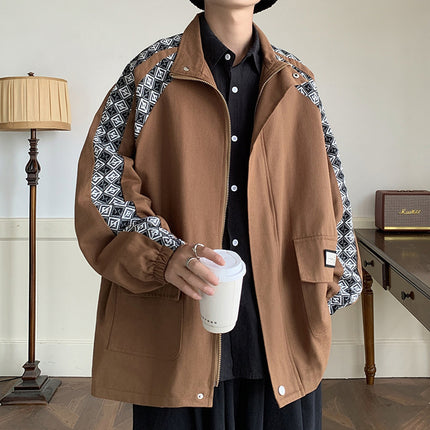 WASSUP NETS Lapel Tooling Coat Boys Spring and Autumn Jacket Top Teenager Outdoor Jacket