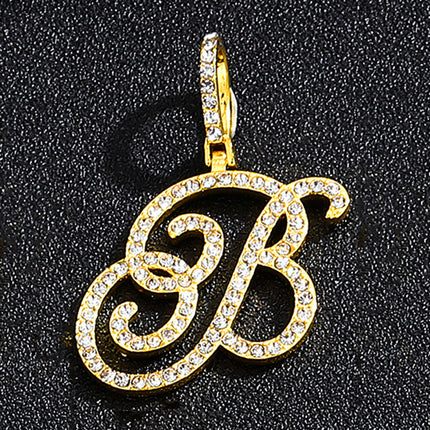 Foreign trade popular products full diamond hip hop jewelry grass letter pendant melon seed buckle Cuban chain accessories Amazon exclusive