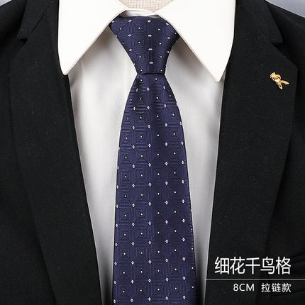Tie Men's Forsuit Business Blue Striped Shirt Suit Hands Lazy People Zip-Free Wedding Trend