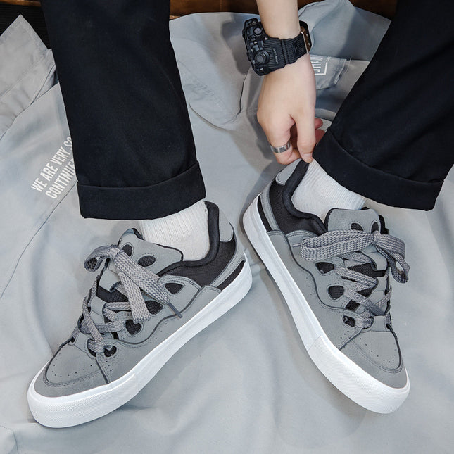 Spring New Low-top Board Shoes Trendy All-match Frosted Leather Bread Shoes Men's Fashionable All-match Lightweight Casual Shoes Cross-border