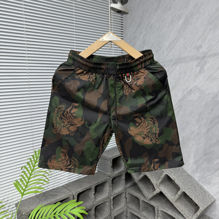 Summer New Fashion Printed Tiger Head Graffiti Shorts Men's Straight Trendy Couple's Shorts Versatile Beach Shorts