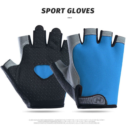 Cycling Half-Finger Gloves for Men and Women, Outdoor Sports, Mountaineering, Shock-Absorbing, Non-Slip, Silicone Breathable Butterfly Mesh, Sun Protection, Thin Gloves