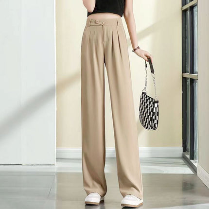 Autumn Korean Style Drapey Suit Pants Wide-Leg Pants for Women High-Waisted Loose Casual Floor-Length Wide-Leg Trousers
