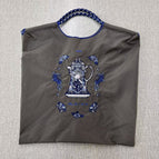 Blue and white porcelain dark gray (excluding shoulder strap) / Medium
